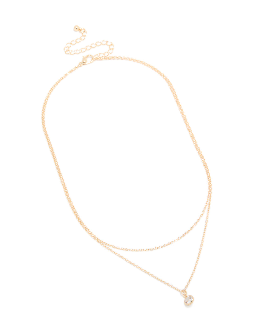 Gold Diamante & Chain Layered Necklace