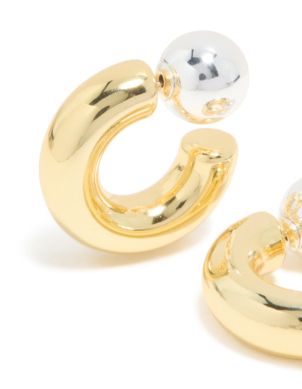 Mixed Metal Plated Chubby Ball Hoop Earrings