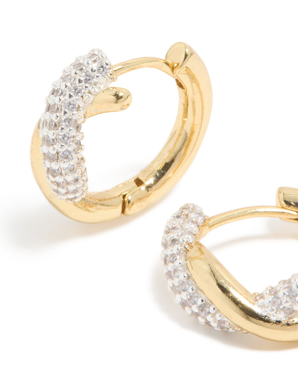 Mixed Metal Plated Cubic Zirconia Small Knot Hoop Earrings