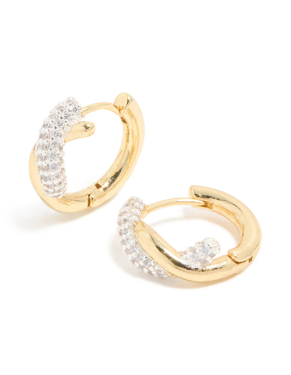 Mixed Metal Plated Cubic Zirconia Small Knot Hoop Earrings