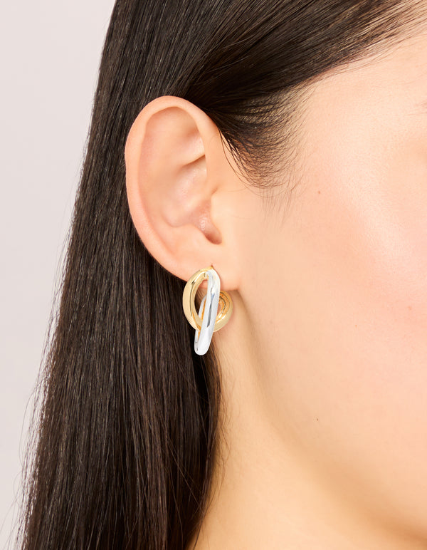 Mixed Metal Plated Medium Twist Hoop Earrings