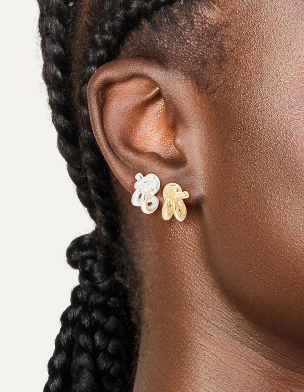 Mixed Metal Plated Knot Hoop Earrings 2 Pack