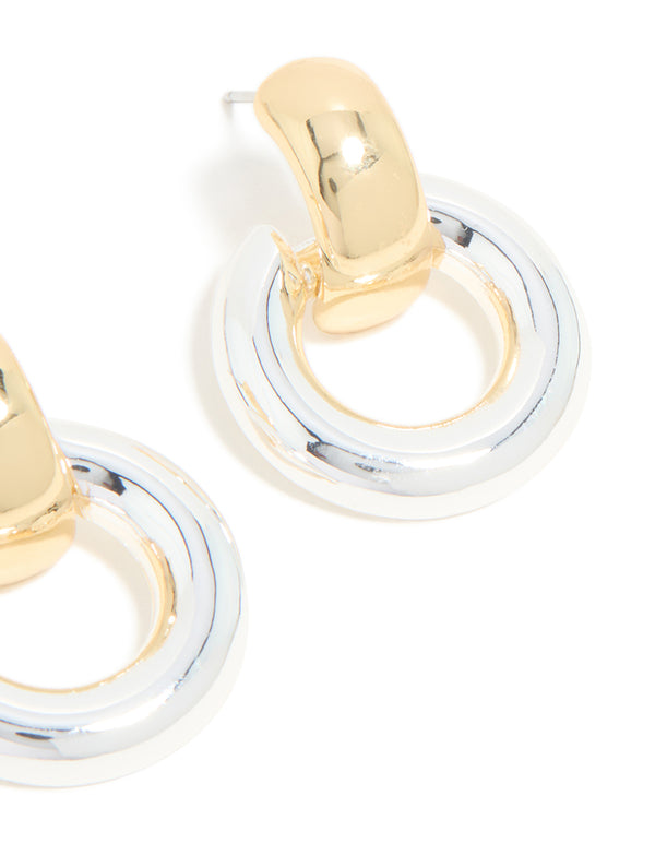Mixed Metal Plated Small Classic Doorknocker Earrings