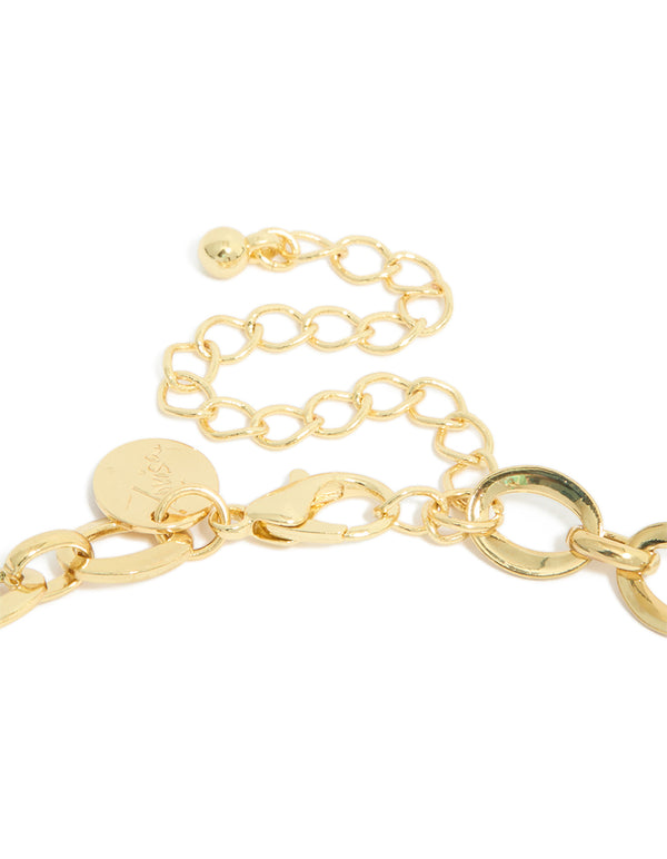 Mixed Metal Plated Cubic Zirconia Bar Chain Y-Necklace