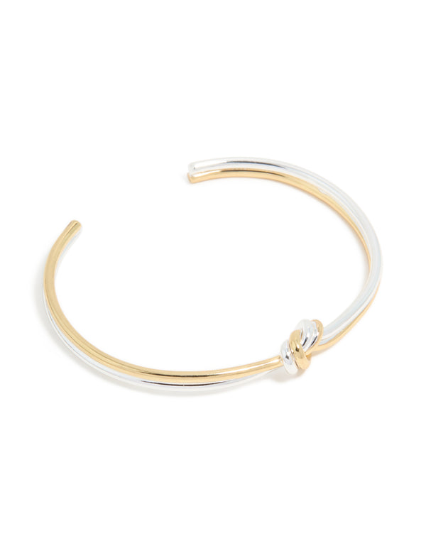 Mixed Metal Plated Thin Wire Knotted Wrist Cuff
