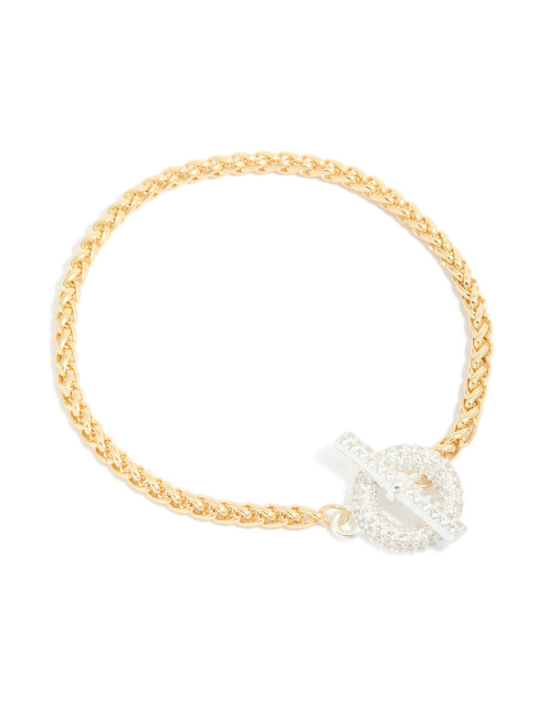 Mixed Metal Plated Cubic Zirconia T & O Chain Bracelet