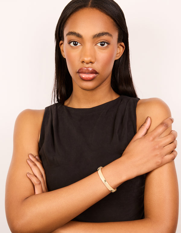 Mixed Metal Plated Half Flat Hinged Bangle