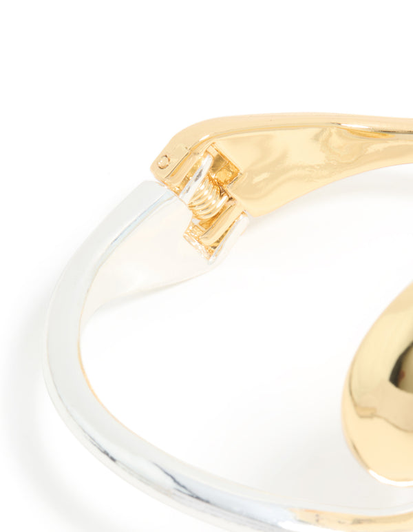 Mixed Metal Plated Large Yin-Yang Wrist Cuff