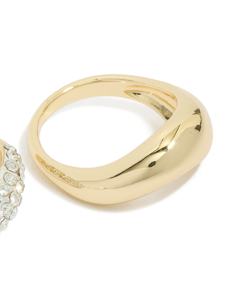 Mixed Metal Plated Diamante & Chunky Wave Diamante Rings 3-Pack