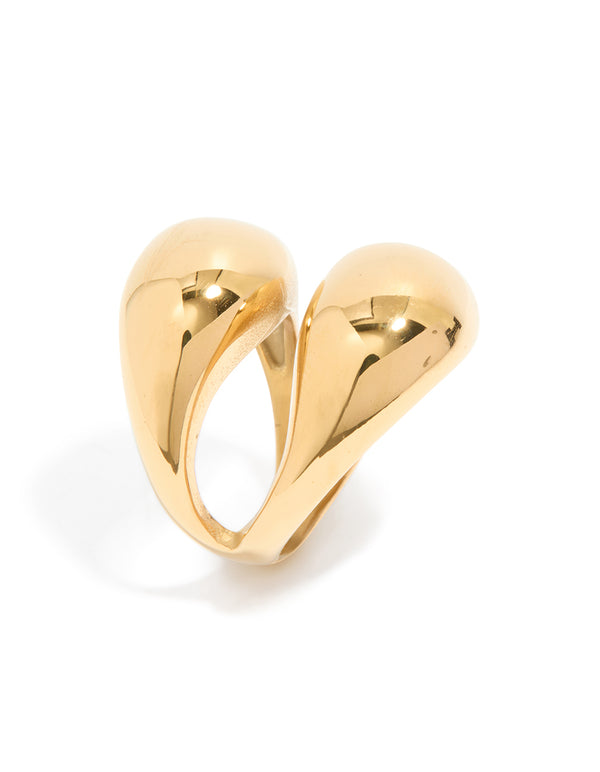 Crafted from waterproof gold plated stainless steel open orb ring side detail view