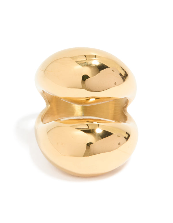 Designed with waterproof gold plated stainless steel open orb ring close up view