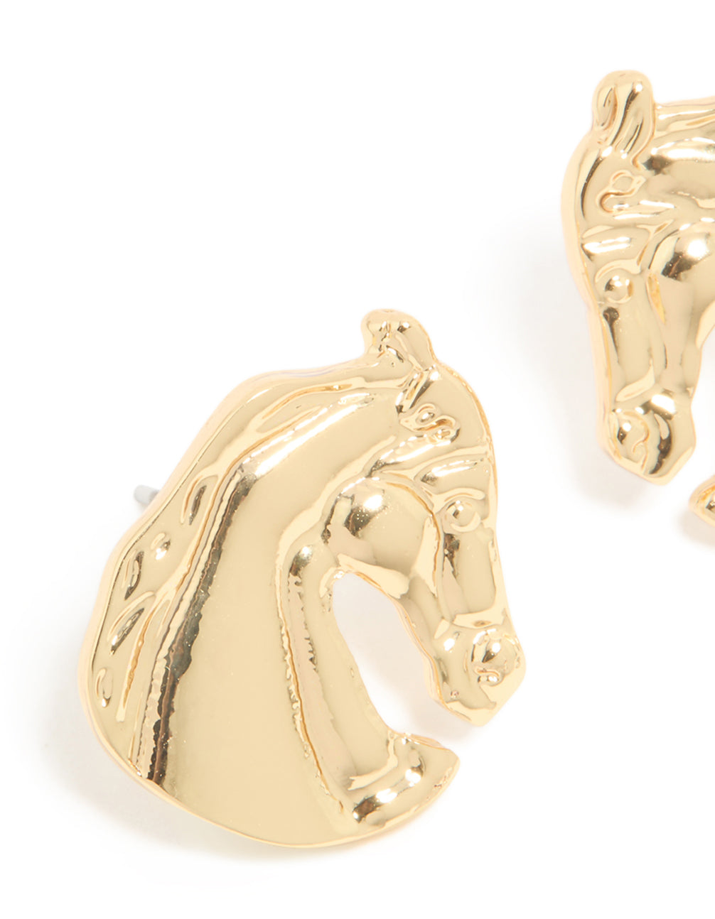 Gold Horse Large Stud Earrings
