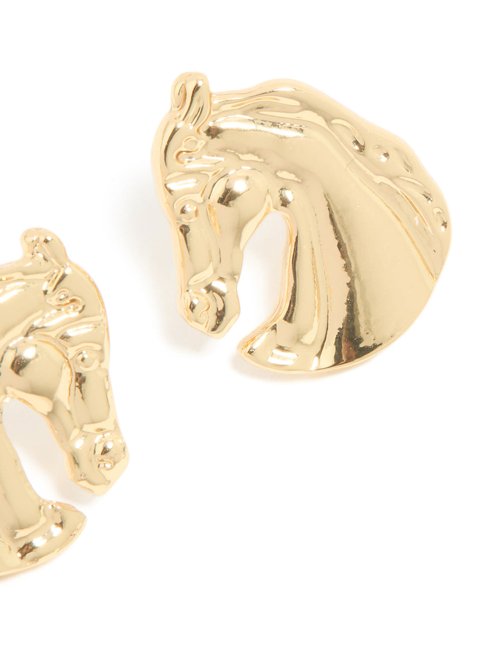 Gold Horse Large Stud Earrings