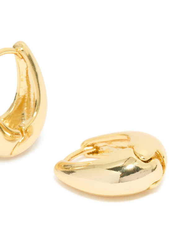 Gold Plated Teardrop Huggie Earrings