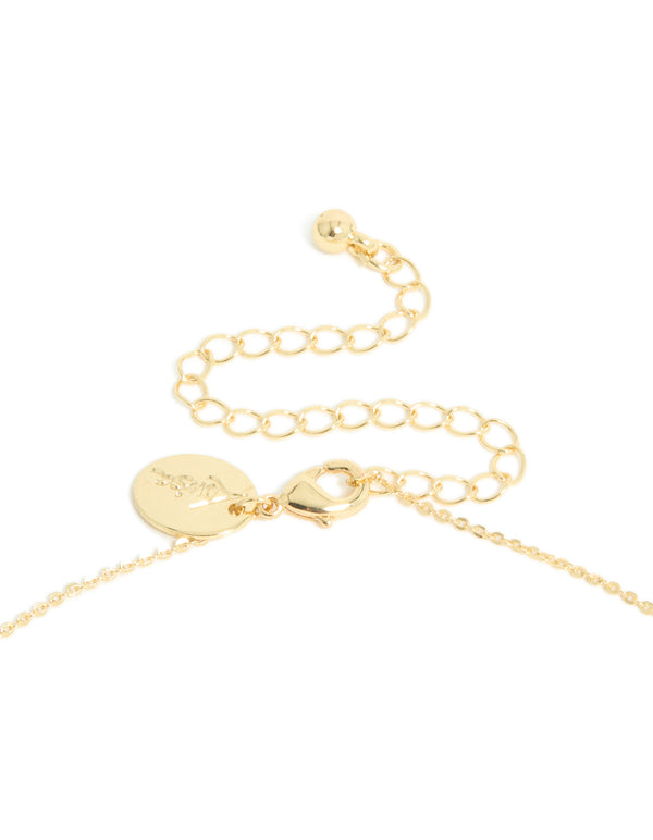 Highlighting a gold plated cubic zirconia linked circle necklace with dainty style clasp detail view