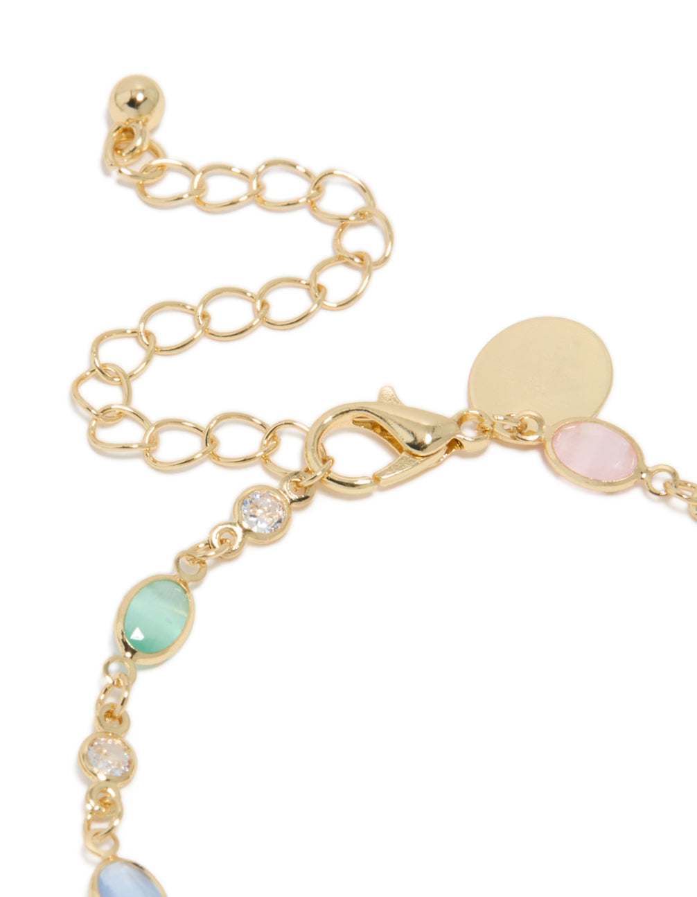 Gold Plated Multicoloured & Clear Cubic Zirconia Oval Bracelet