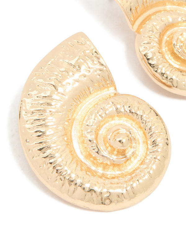 Gold Classic Spiral Shell Earrings