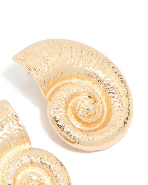 Gold Classic Spiral Shell Earrings