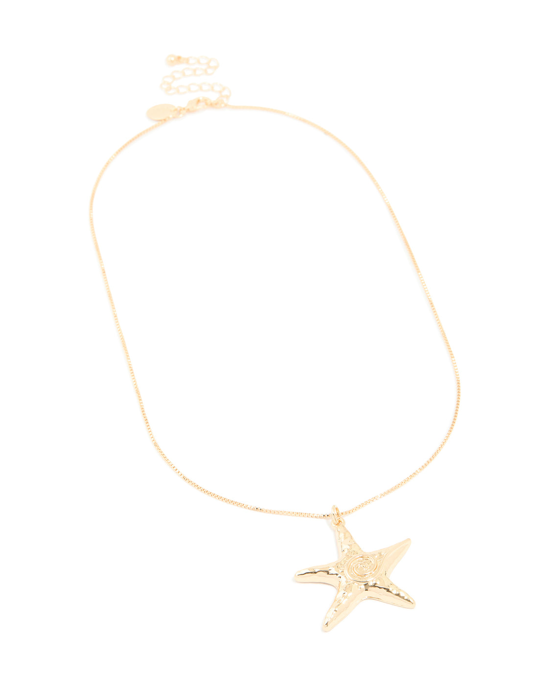Gold Swirl Starfish Box Chain Necklace