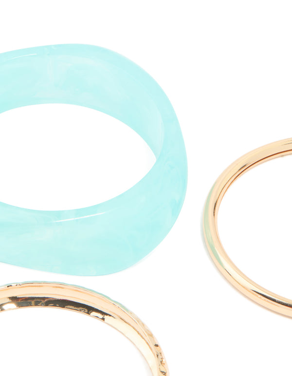 Gold & Blue Acrylic Bangles 3-Pack