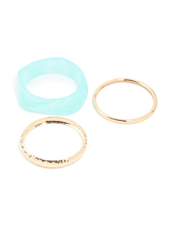 Gold & Blue Acrylic Bangles 3-Pack