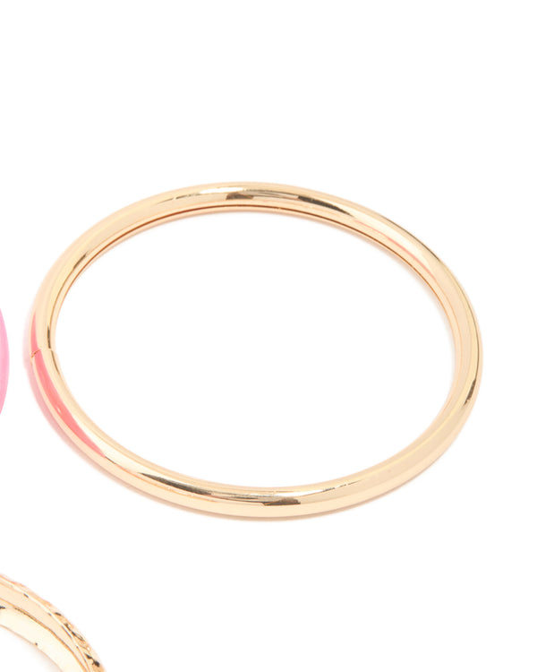 Gold & Pink Acrylic Bangles 3-Pack