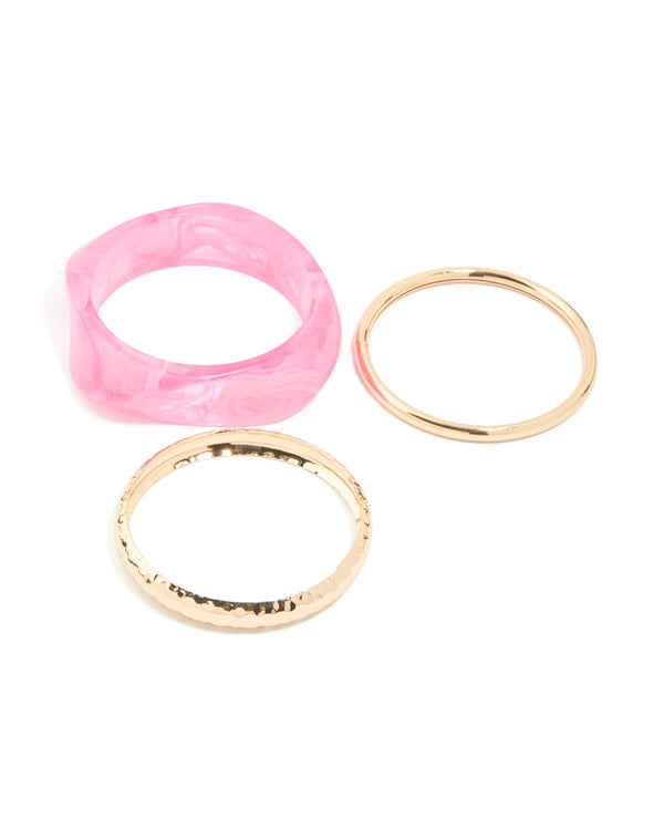 Gold & Pink Acrylic Bangles 3-Pack