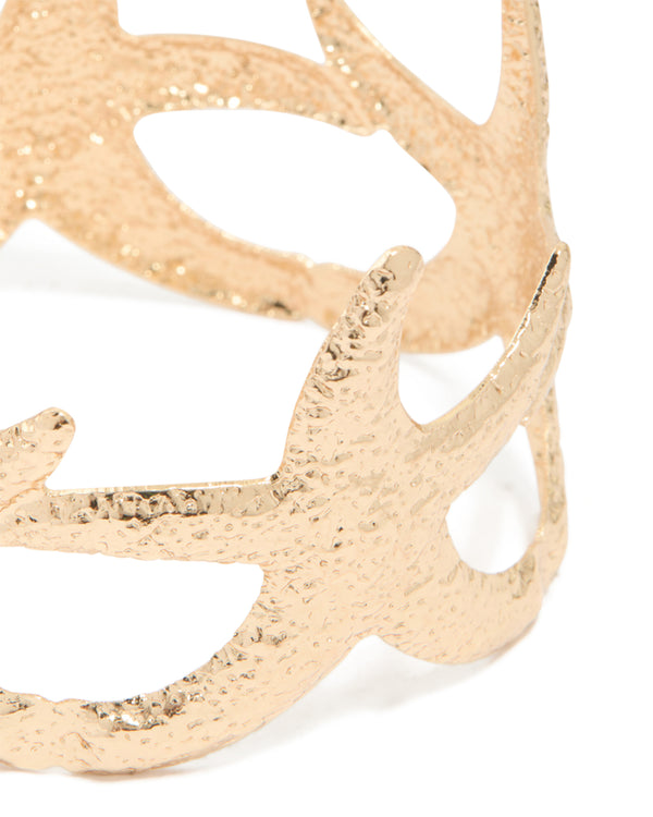 Gold Hammered Starfish Motifs Wrist Cuff