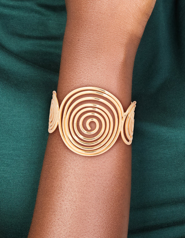 Gold Large Swirl Wrist Cuff