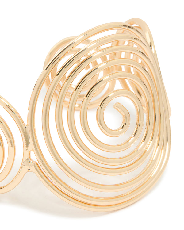 Gold Large Swirl Wrist Cuff