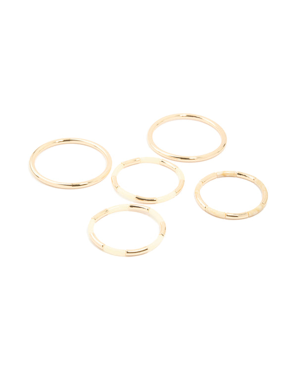 Gold & Cream Acrylic Beaded Stretch Bracelets & Bangles 5-Pack