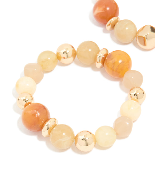 Mixed Neutral Beaded Stretch Bracelets 2-Pack