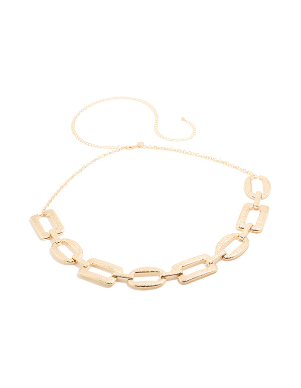 Gold Hammered Alternating Round & Square Belt
