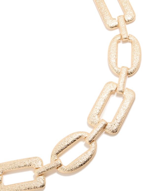 Gold Hammered Alternating Round & Square Belt