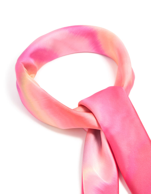 Pink Striped Tie-Dye Fabric Scarf