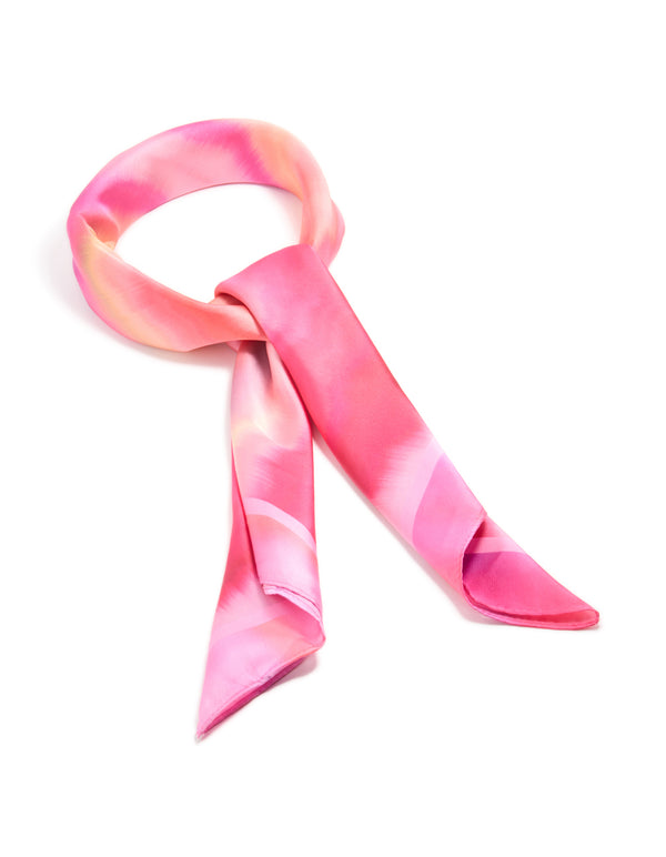 Pink Striped Tie-Dye Fabric Scarf