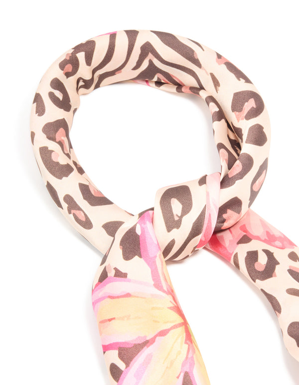 Leopard Print & Flower Fabric Scarf