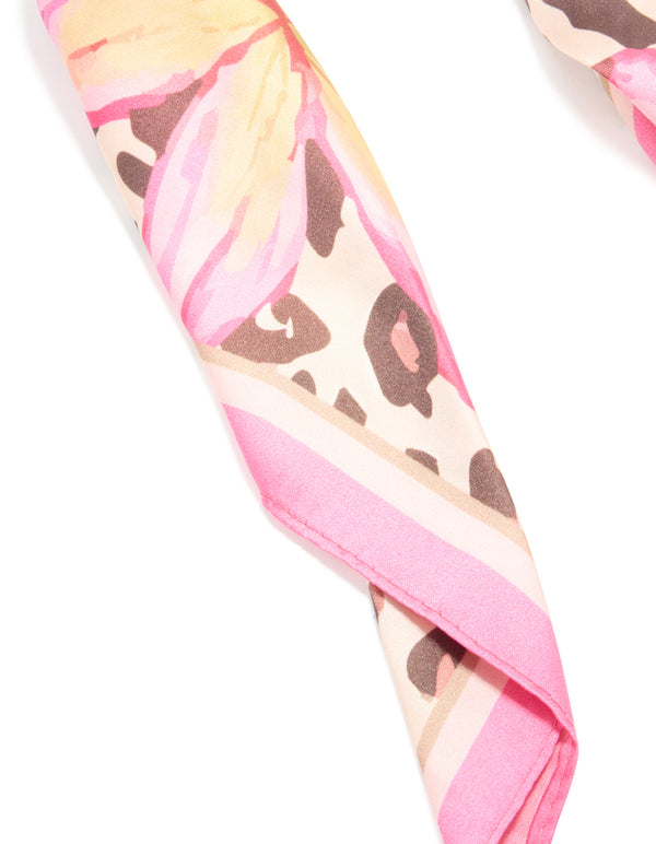 Leopard Print & Flower Fabric Scarf