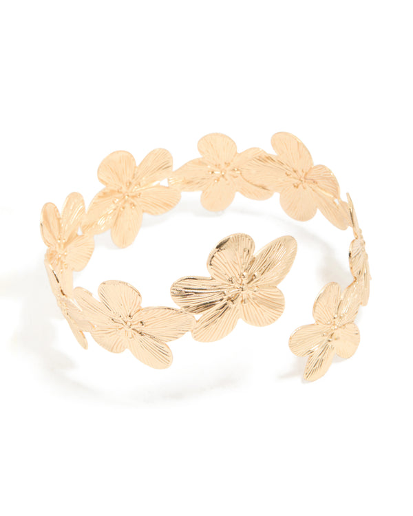 Gold Frangipani Wrap Arm Cuff