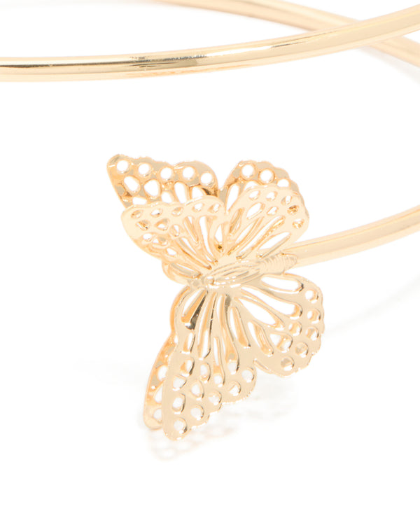 Gold Laser Cut Butterfly Arm Cuff