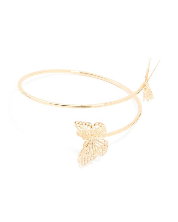 Gold Laser Cut Butterfly Arm Cuff