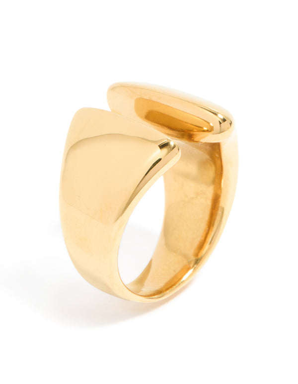 Crafted from waterproof gold plated stainless steel chunky style open ring side detail view