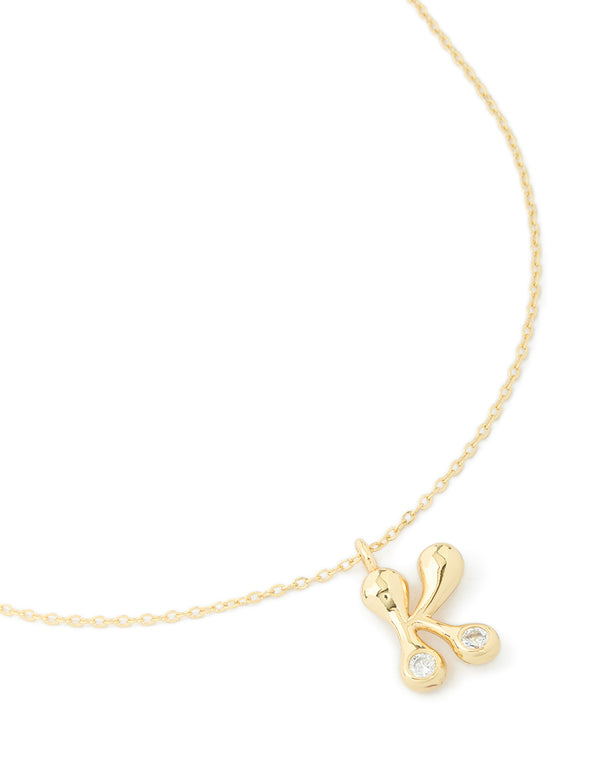 Gold Plated Cubic Zirconia Bubble Letter K Necklace