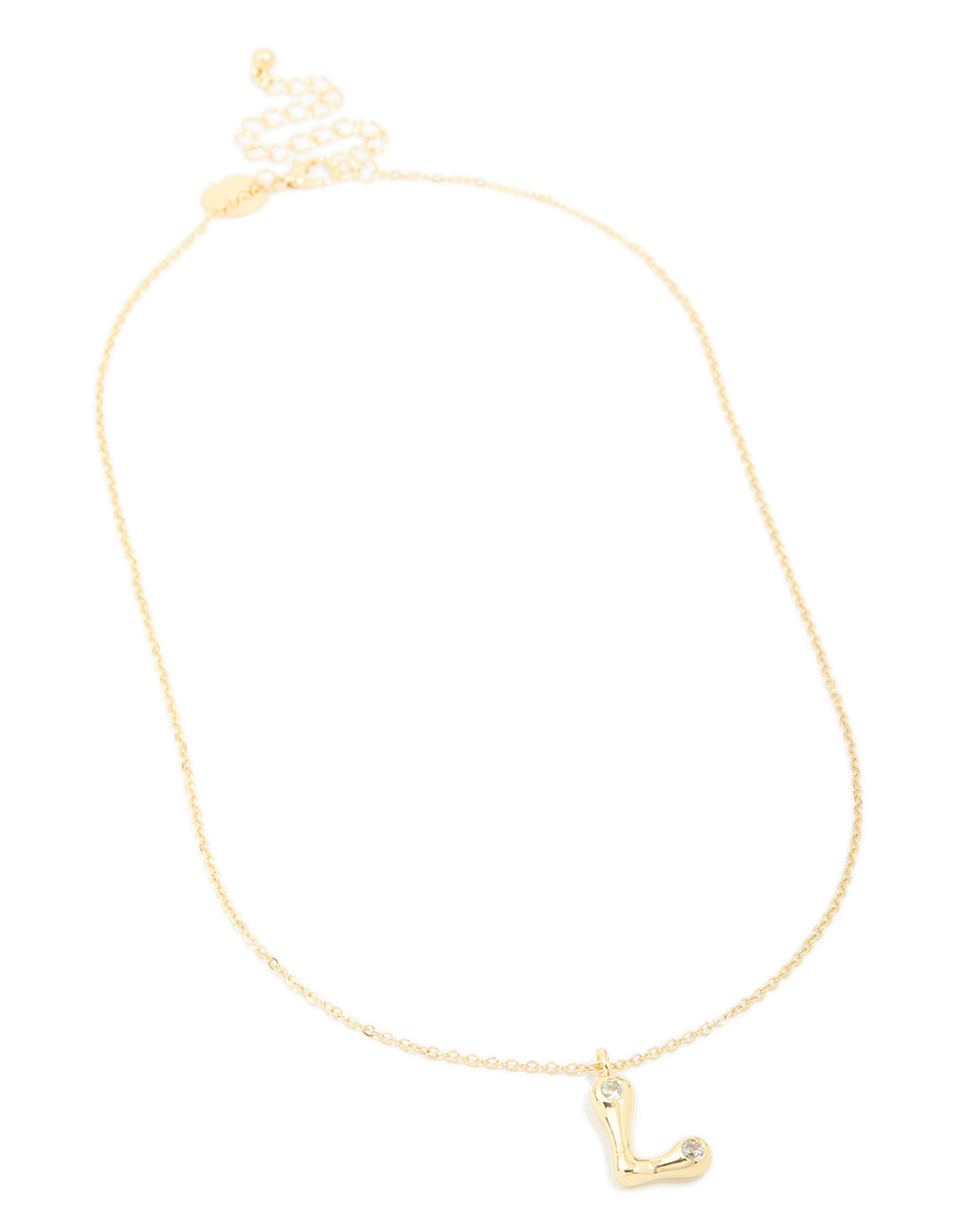 Gold Plated Cubic Zirconia Bubble Letter L Necklace