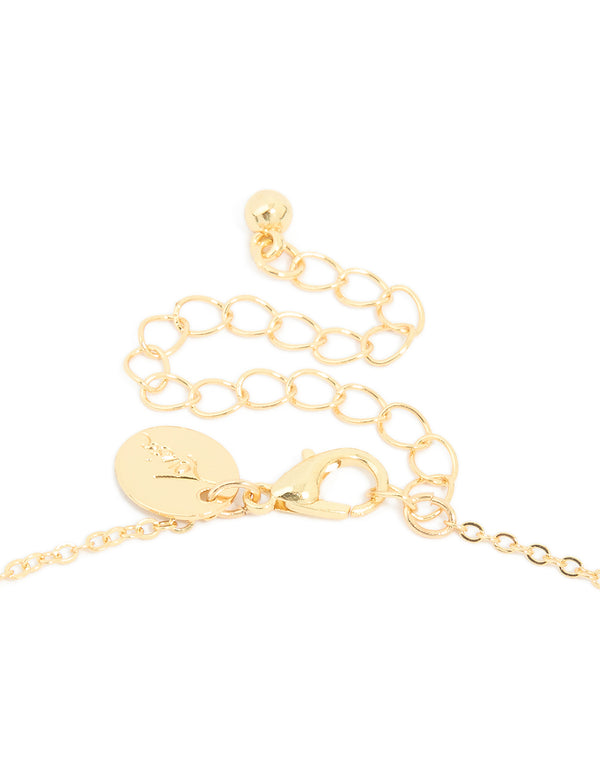 Gold Plated Cubic Zirconia Lock & Key Letter M Necklace