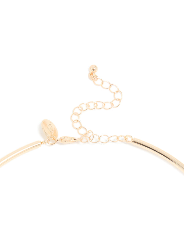 Gold Cubic Zirconia Centre Collar Tube Necklace