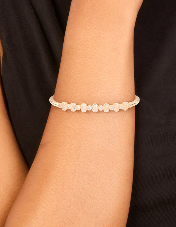 Gold Cubic Zirconia Multi Circles Bangle