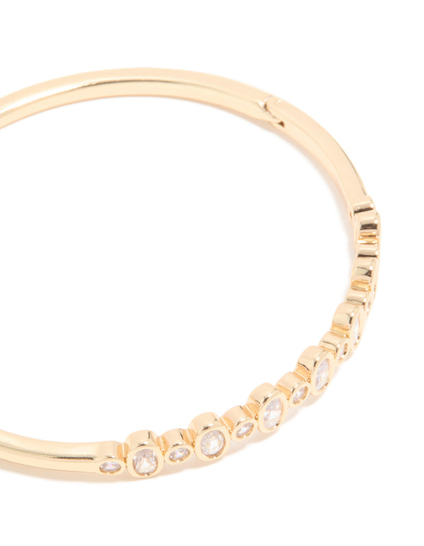 Gold Cubic Zirconia Multi Circles Bangle