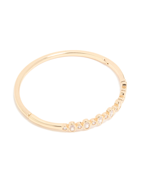 Gold Cubic Zirconia Multi Circles Bangle