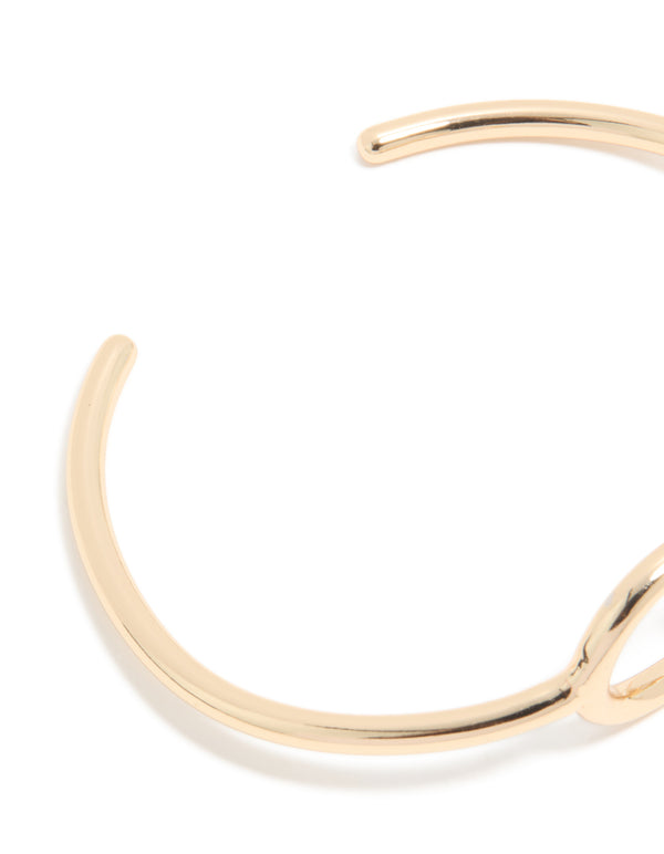 Gold Cubic Zirconia Open Wrist Cuff